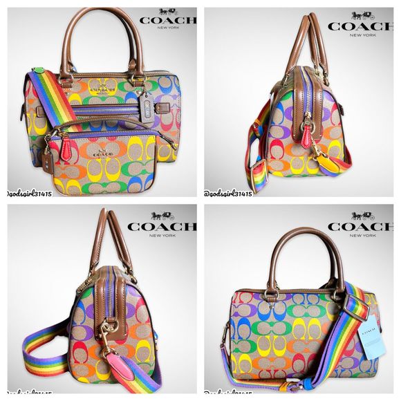 SOLD-AUTHENTICATED NWTCoach 3-pc Rainbow Signature Set Rowan, Nolita, Charm $626 - Picture 5 of 16